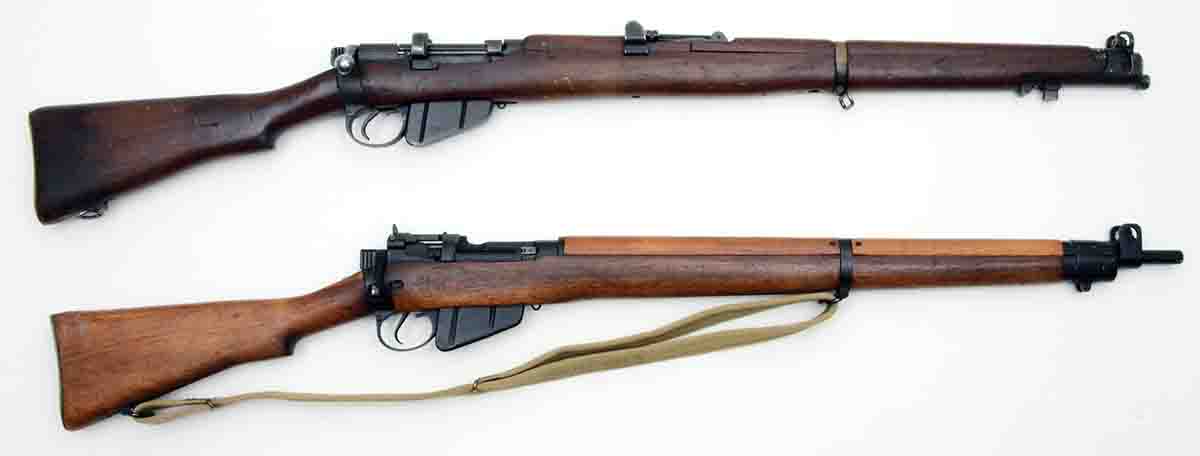 A British No. 3 303 (above) is shown with a No. 4 Mk 1 (below) that was developed in 1942, and those that showed potential were picked for sniper rifle conversion.